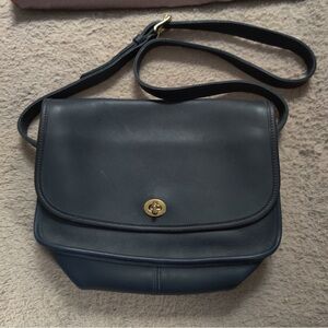 Coach City Bag Navy Blue Leather Crossbody Shoulder Purse Pocketbook 9790